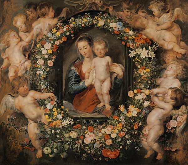 A Madona com a Coroa de Flores. A Coroa de Flores Jan Brueghel, o Velho (1568-1625) – Peter Paul Rubens Peter Paul Rubens Artemis Reproduction