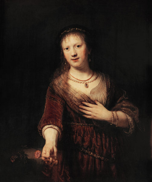 Saskia com a flor vermelha – Rembrandt van Rijn Rembrandt van Rijn Artemis Reproduction