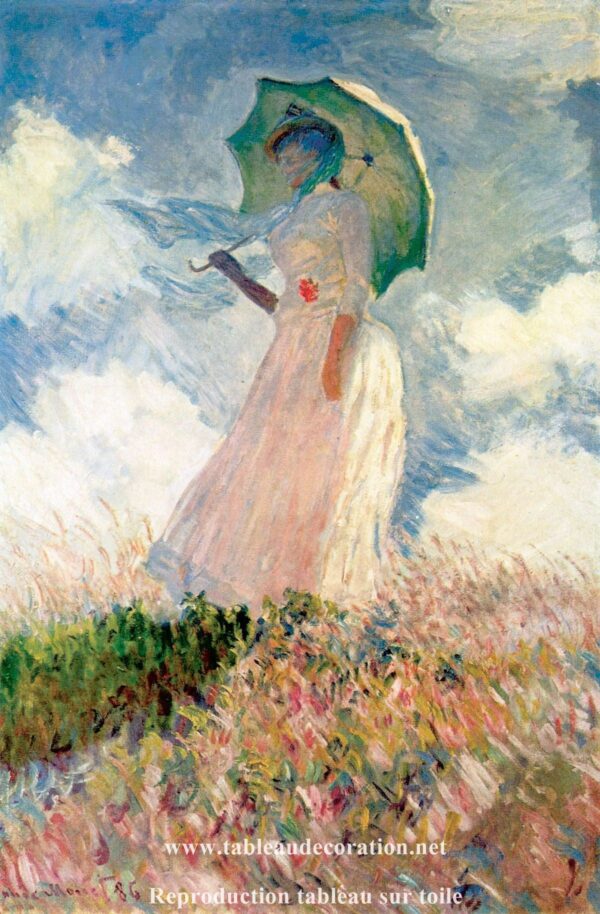 Mulher com sombrinha voltada para a esquerda – Reprodução do quadro de Monet Claude Monet Artemis Reproduction