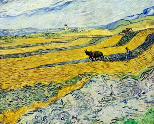 Camponês arando com moinho – Van Gogh Vincent Van Gogh Artemis Reproduction