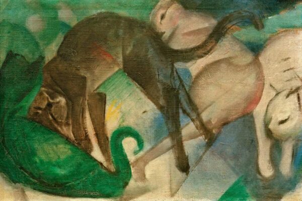 Chats jogando (pintura de gatos) – Franz Marc Franz Marc Artemis Reproduction