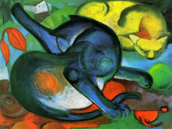 Dois gatos, azul e amarelo – Franz Marc Franz Marc Artemis Reproduction