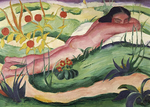 Nu deitado nas flores – Franz Marc Franz Marc Artemis Reproduction