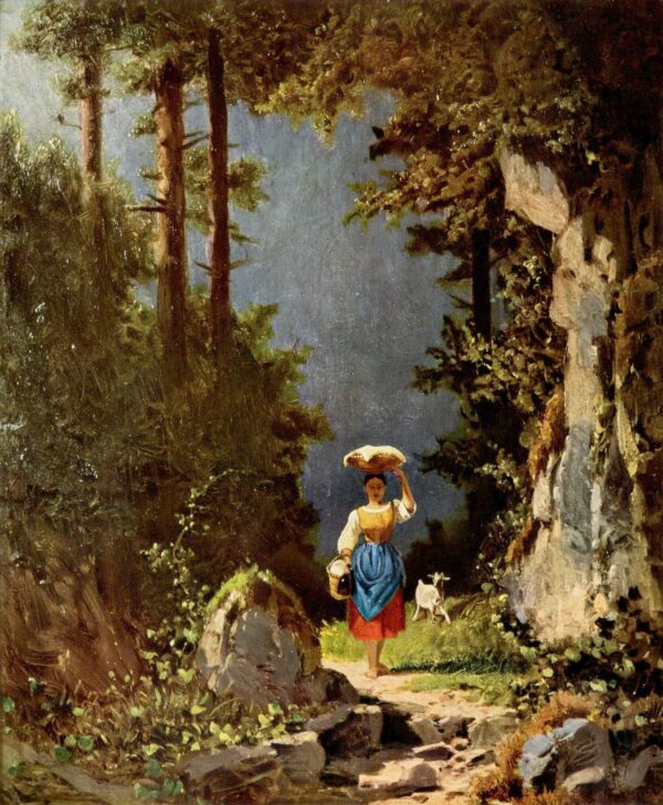 Menina com uma cabra – Carl Spitzweg Carl Spitzweg Artemis Reproduction