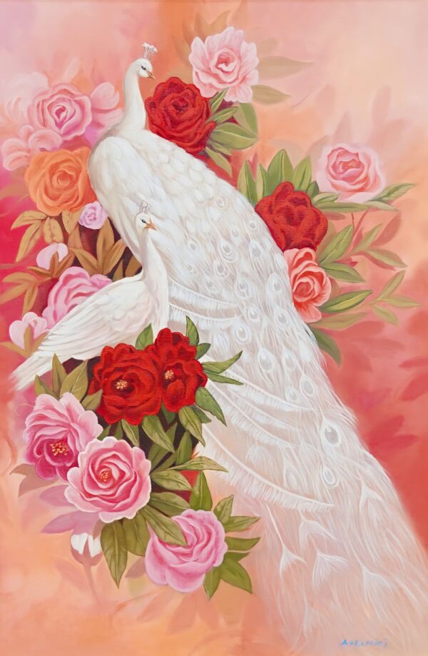 Amor e pavão branco – 60 x 90 cm Galeria de Arte Artemis Reproduction