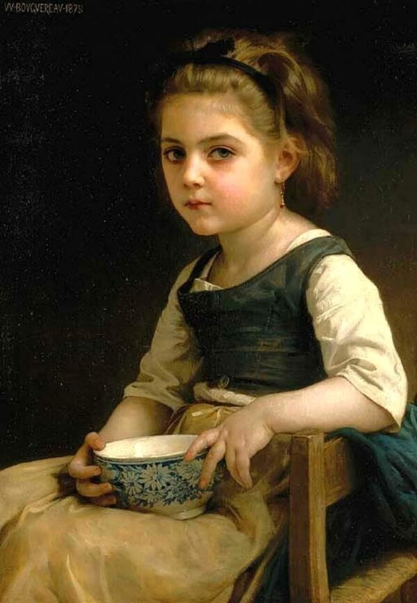 Menina pequena com uma tigela azul – William Bouguereau William Bouguereau Artemis Reproduction