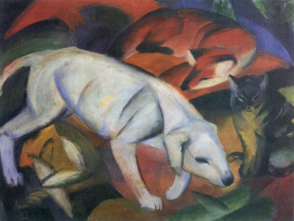 Três animais (cachorro, raposa e gato) – Franz Marc Franz Marc Artemis Reproduction