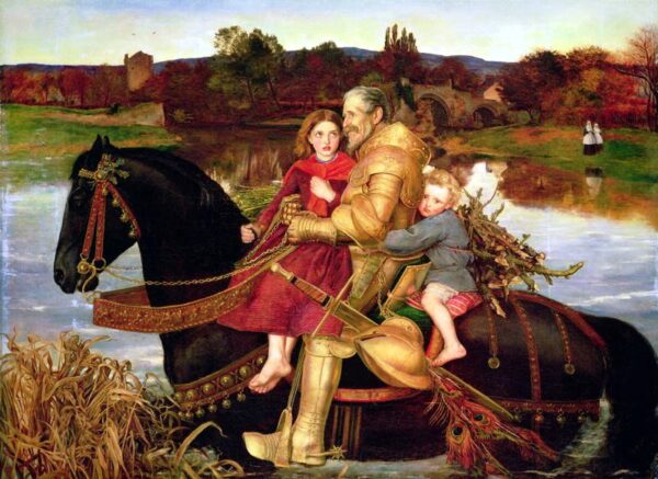 Um sonho do passado: Sir Isumbras no vau – John Everett Millais John Everett Millais Artemis Reproduction