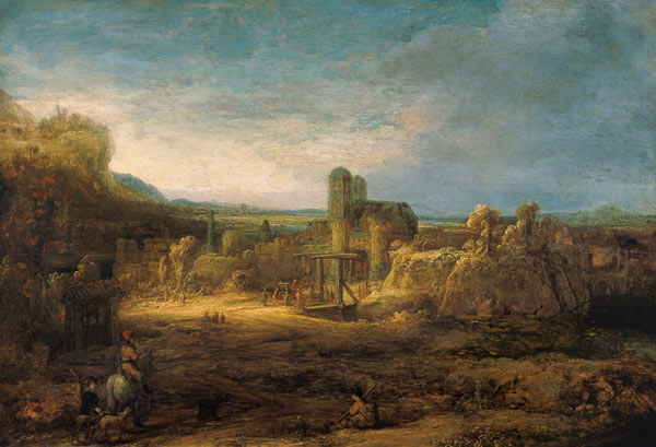 Paisagem com ponte levadiça – Rembrandt van Rijn Rembrandt van Rijn Artemis Reproduction