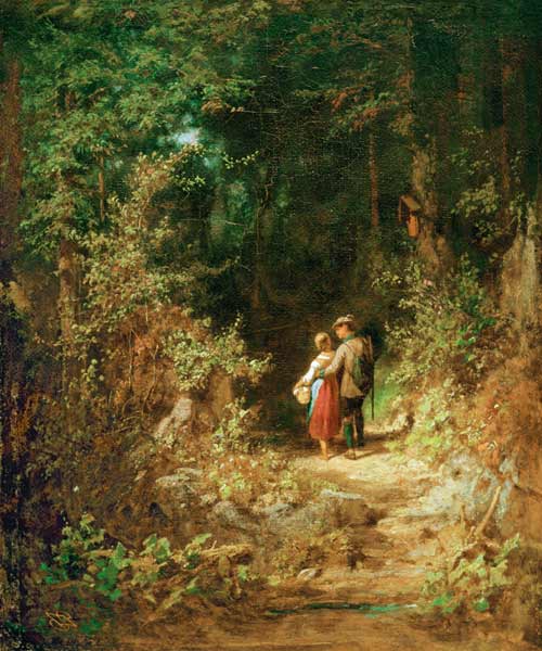 Amorosos em um bosque, por volta de 1860 – Carl Spitzweg Carl Spitzweg Artemis Reproduction