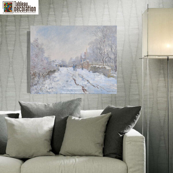 Rua sob a Neve, Argenteuil – Pintura Neve de Monet Claude Monet Artemis Reproduction 3