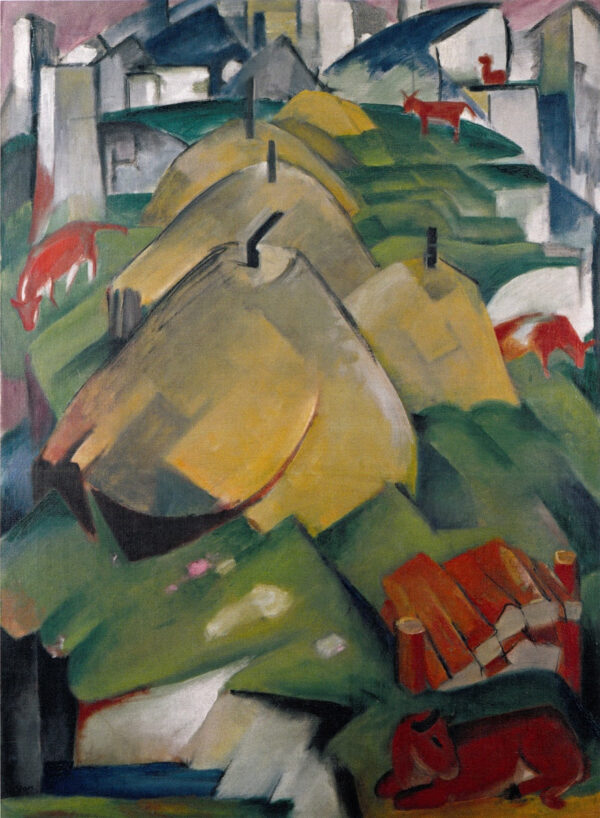 Cena alpina com fardos de feno – Franz Marc Franz Marc Artemis Reproduction