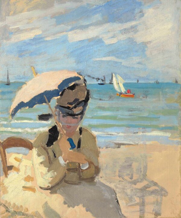 Camille sentada na praia em Trouville – Claude Monet Claude Monet Artemis Reproduction