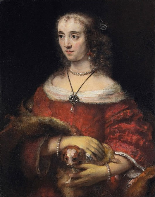 Retrato de uma dama com um cão de salão – Rembrandt van Rijn Rembrandt van Rijn Artemis Reproduction