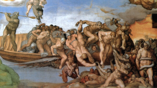 Julgamento Final – o barco de Caronte (Detalhe da Capela Sistina) – Michelangelo Miguel Ângelo Artemis Reproduction