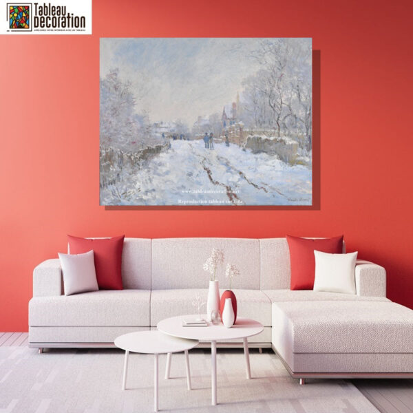 Rua sob a Neve, Argenteuil – Pintura Neve de Monet Claude Monet Artemis Reproduction 2