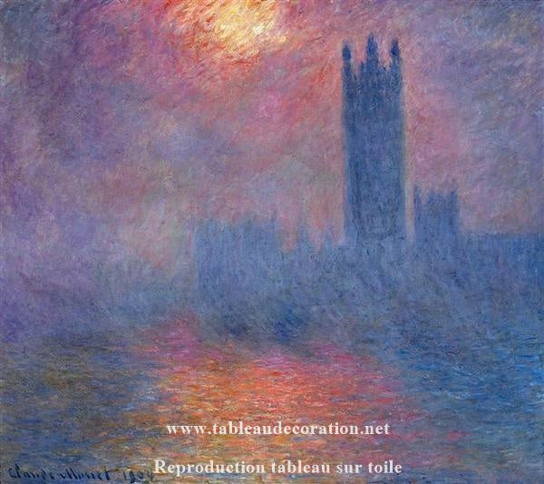 Londres, o Parlamento. Raio de sol na névoa – Pintura de Monet Claude Monet Artemis Reproduction