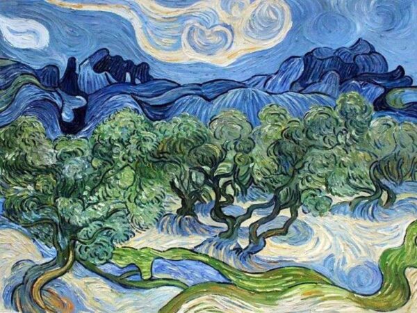 Oliveiras com as Alpilles ao fundo – Van Gogh Vincent Van Gogh Artemis Reproduction