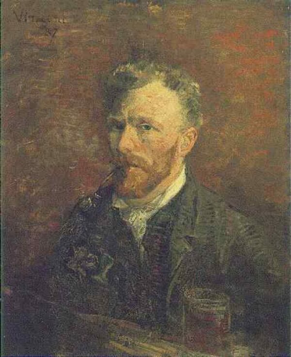 Autorretrato com cachimbo e copo – Van Gogh Série de autorretratos de Vincent van Gogh Artemis Reproduction