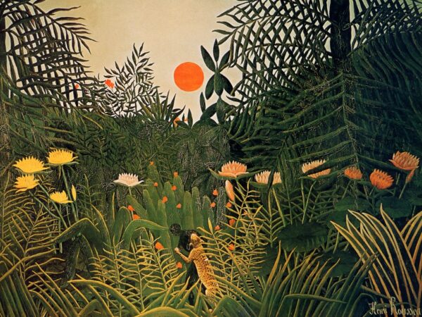 Um homem negro atacado por um jaguar – Henri Rousseau Henri Rousseau Artemis Reproduction