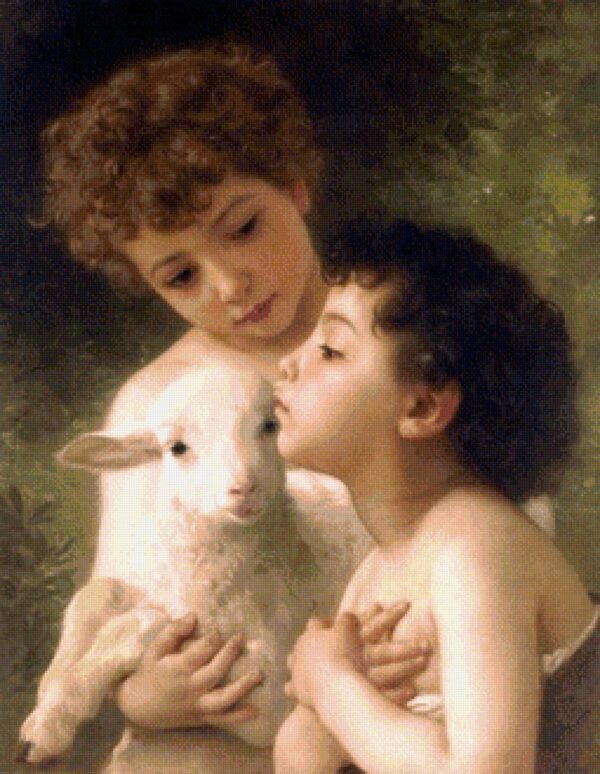 Crianças com cordeiro – William Bouguereau William Bouguereau Artemis Reproduction