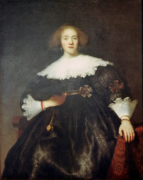 Retrato de uma mulher com um leque – Rembrandt van Rijn Rembrandt van Rijn Artemis Reproduction