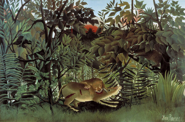 O leão faminto se lança sobre a antílope – Henri Rousseau Henri Rousseau Artemis Reproduction