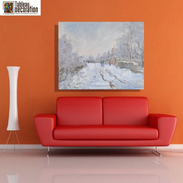 Rua sob a Neve, Argenteuil – Pintura Neve de Monet Claude Monet Artemis Reproduction 4