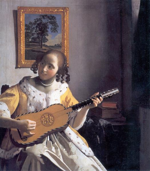 Uma mulher tocando guitarra – Johannes Vermeer Johannes Vermeer Artemis Reproduction